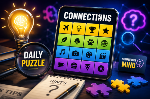 Mashable Connections Hint Today puzzle guide with colorful word groups and hints