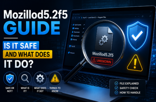 Illustration explaining Mozillod5.2f5, its safety, and how to check unknown files on a computer.