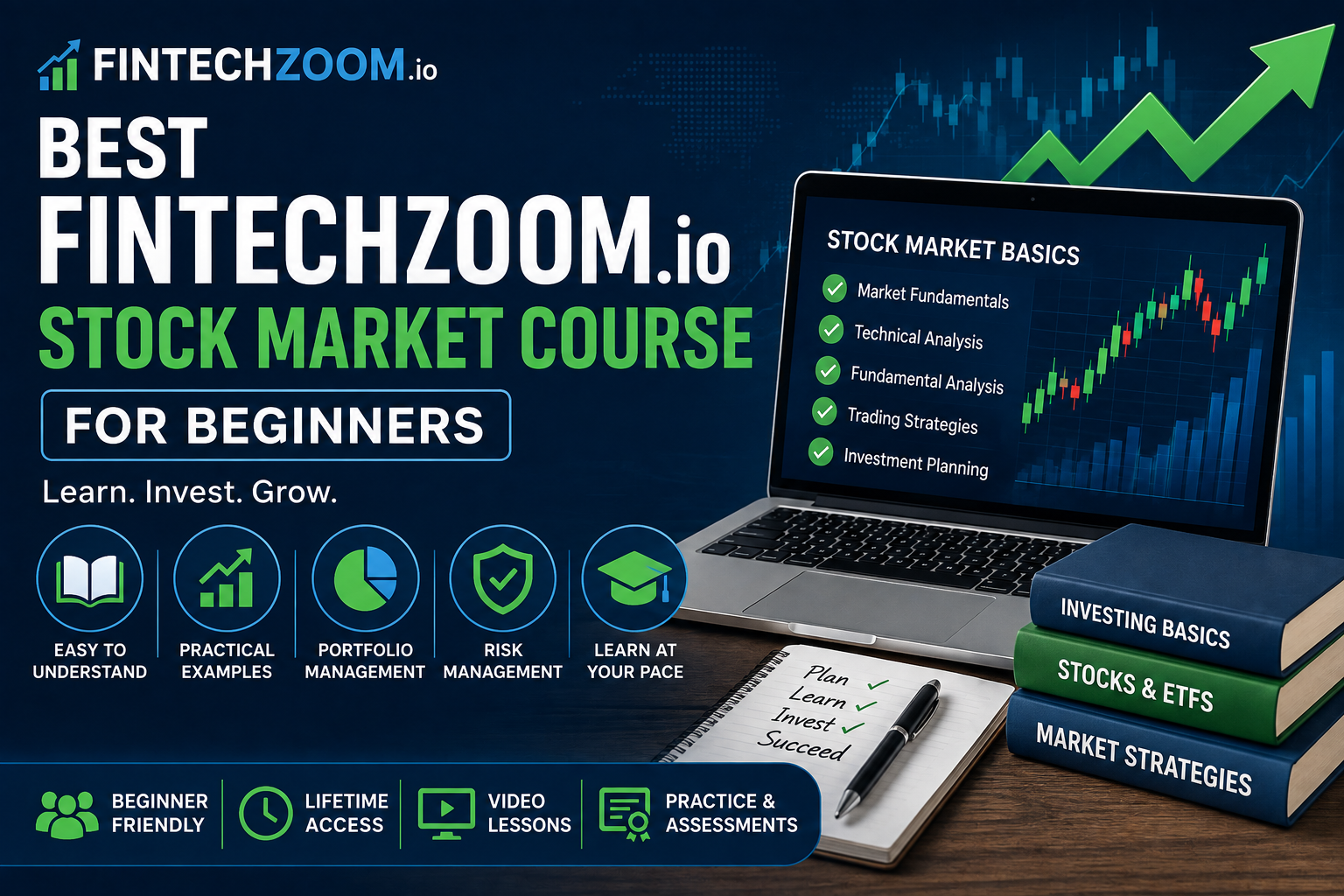 Best FintechZoom.io Stock Market Course for Beginners with investing lessons and stock market education