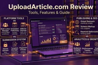 UploadArticle.com review showing article submission tools and publishing features