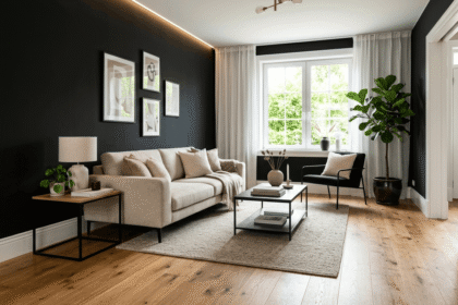 10 modern black walls with white trim ideas for stylish homes