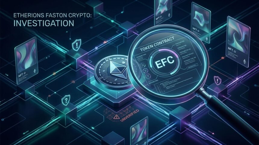 Etherions Faston Crypto explained with blockchain and digital token concept